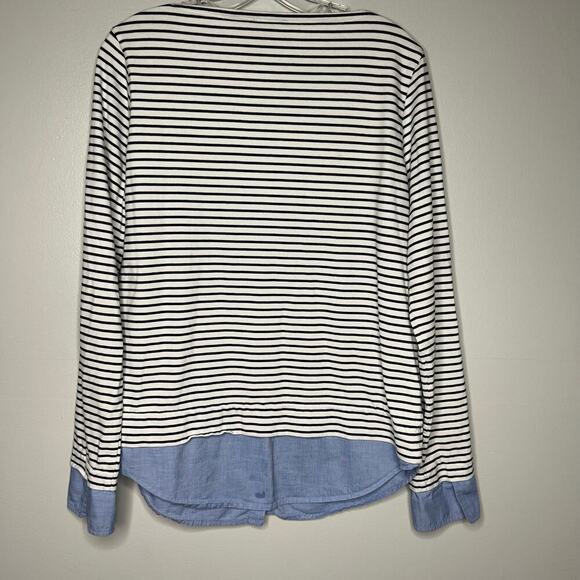 J. Crew Womens L Breton Stripe Shirt Cuffed Boatneck Nautical Preppy 100% Cotton - Picture 6 of 8